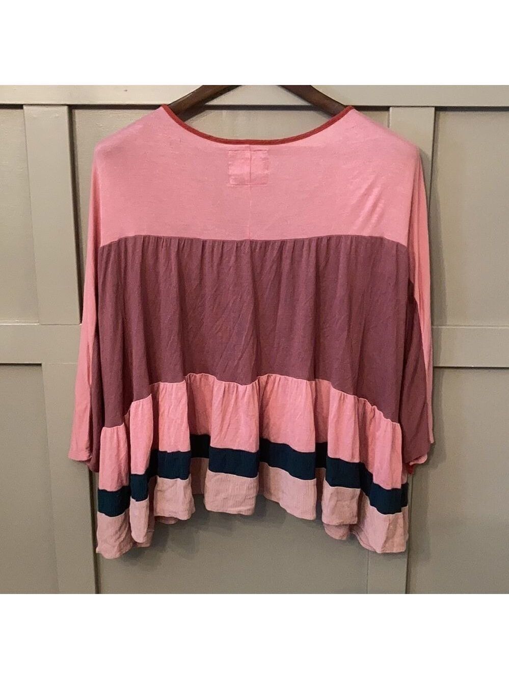 ANTHROPOLOGIE Meadow Rue Colorblock Boho Ruffle Swing Top Size Small - Picture 12 of 13